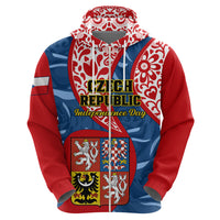 Czech Republic Independence Day Hoodie Czechia Coat Of Arms Embroidery Motif - Wonder Print Shop