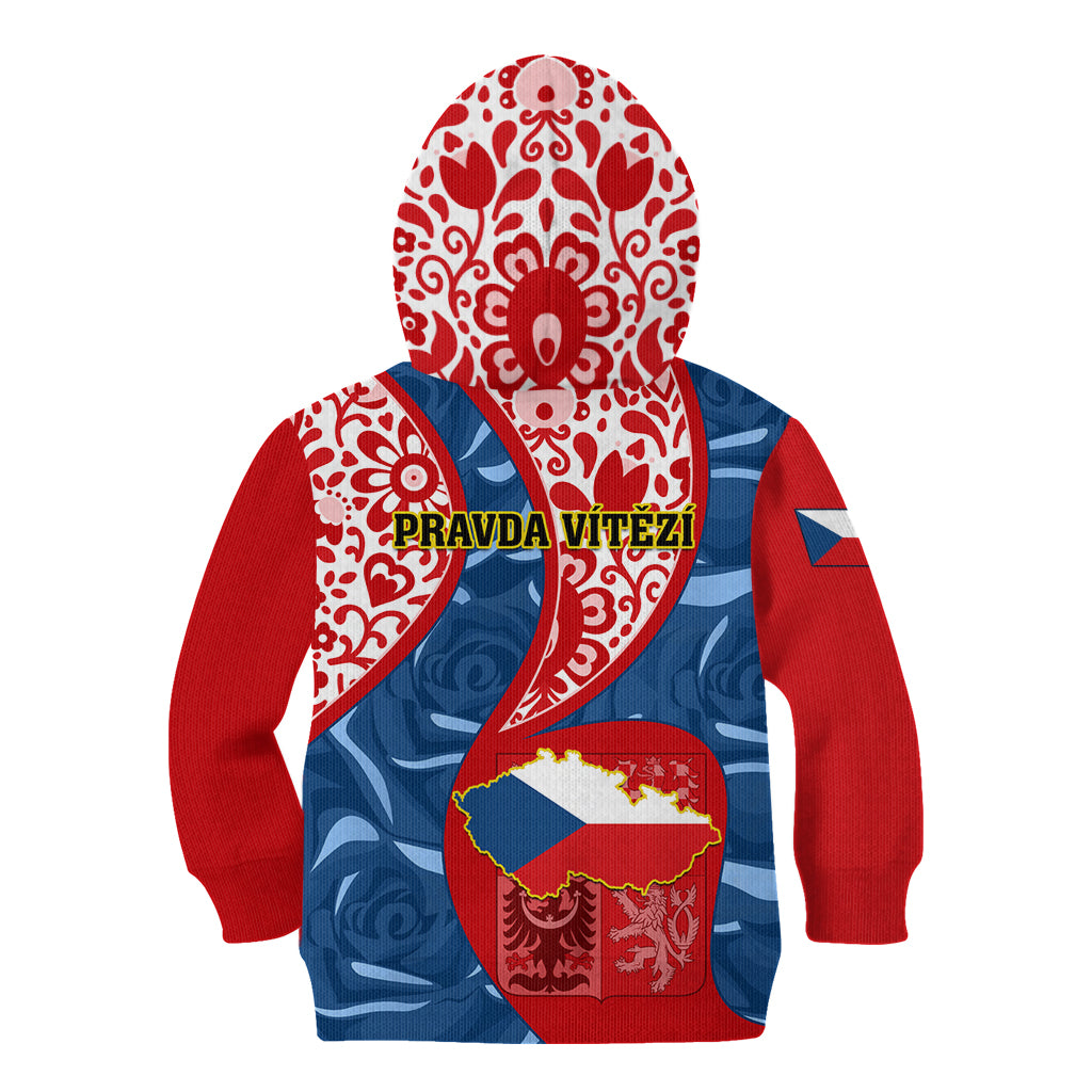 Czech Republic Independence Day Kid Hoodie Czechia Coat Of Arms Embroidery Motif - Wonder Print Shop