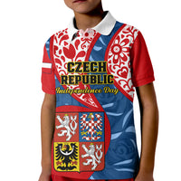 Czech Republic Independence Day Kid Polo Shirt Czechia Coat Of Arms Embroidery Motif - Wonder Print Shop