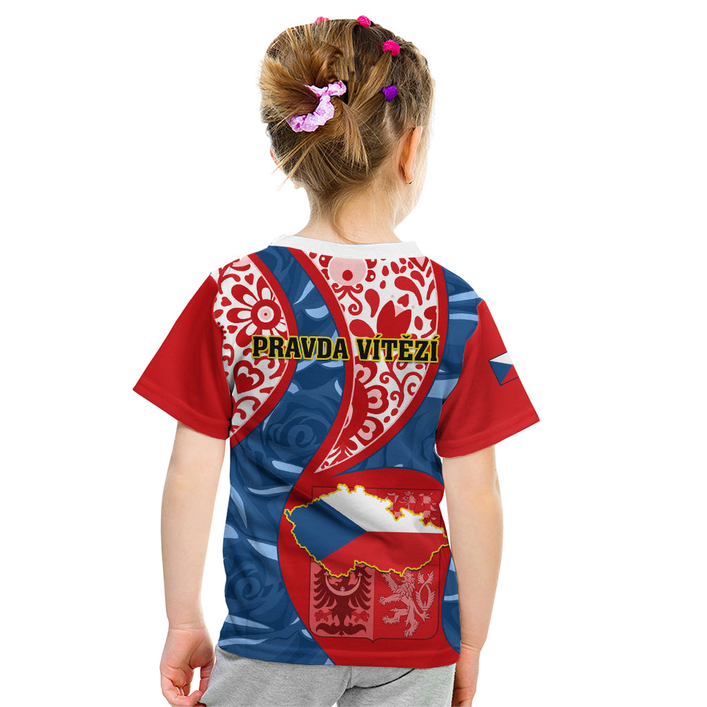 Czech Republic Independence Day Kid T Shirt Czechia Coat Of Arms Embroidery Motif - Wonder Print Shop