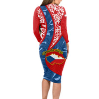 Czech Republic Independence Day Long Sleeve Bodycon Dress Czechia Coat Of Arms Embroidery Motif - Wonder Print Shop