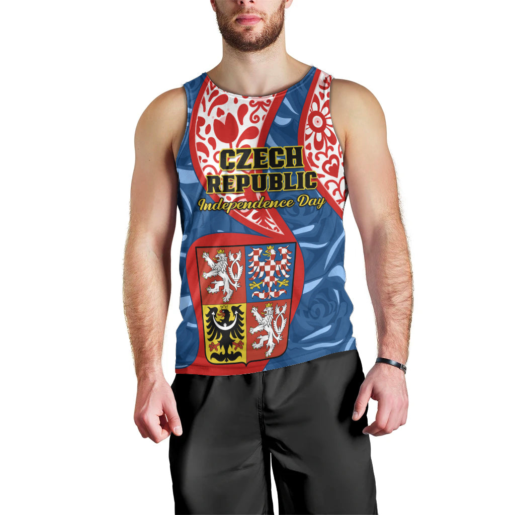 Czech Republic Independence Day Men Tank Top Czechia Coat Of Arms Embroidery Motif - Wonder Print Shop