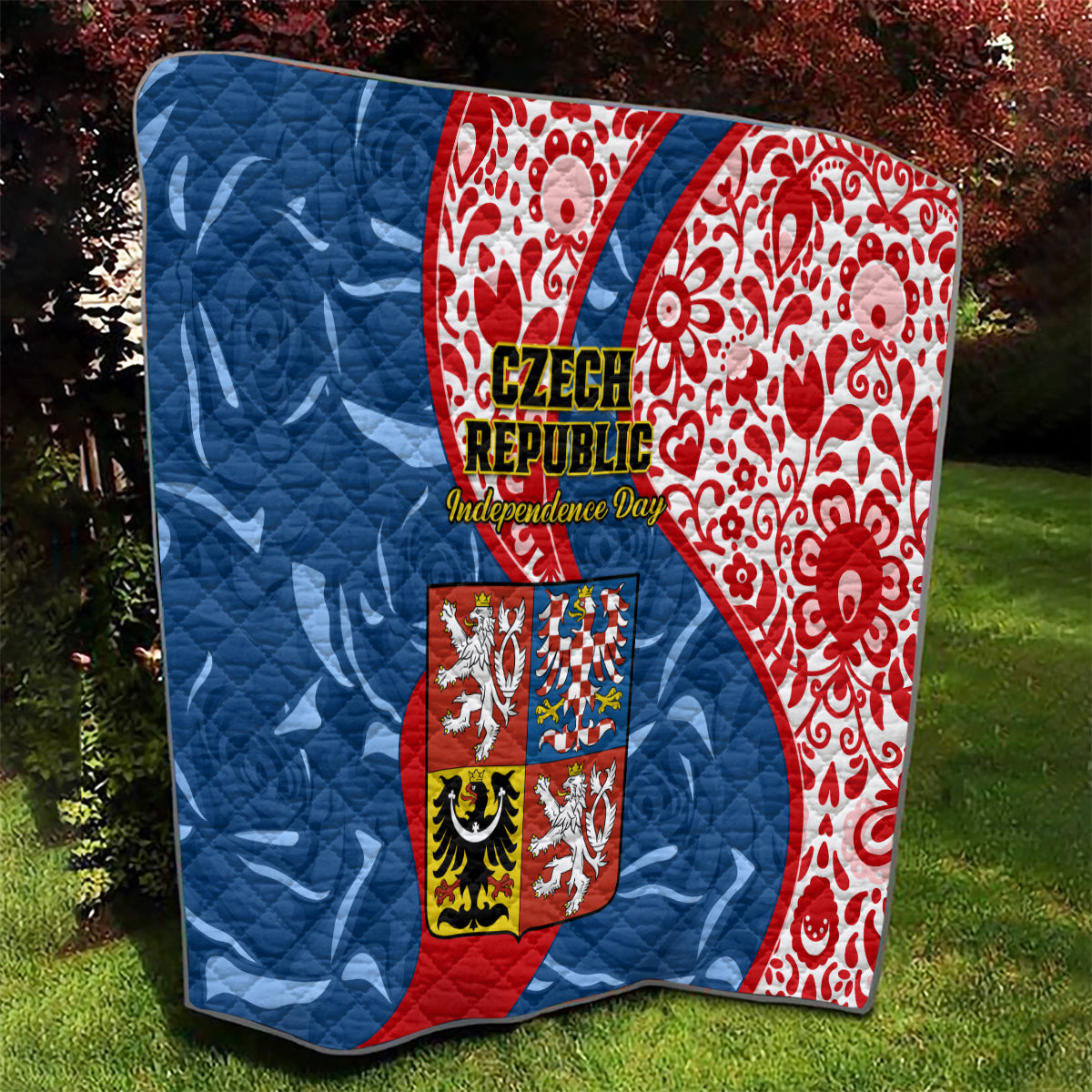 Czech Republic Independence Day Quilt Czechia Coat Of Arms Embroidery Motif - Wonder Print Shop