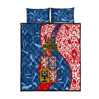 Czech Republic Independence Day Quilt Bed Set Czechia Coat Of Arms Embroidery Motif - Wonder Print Shop
