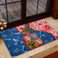 Czech Republic Independence Day Rubber Doormat Czechia Coat Of Arms Embroidery Motif - Wonder Print Shop