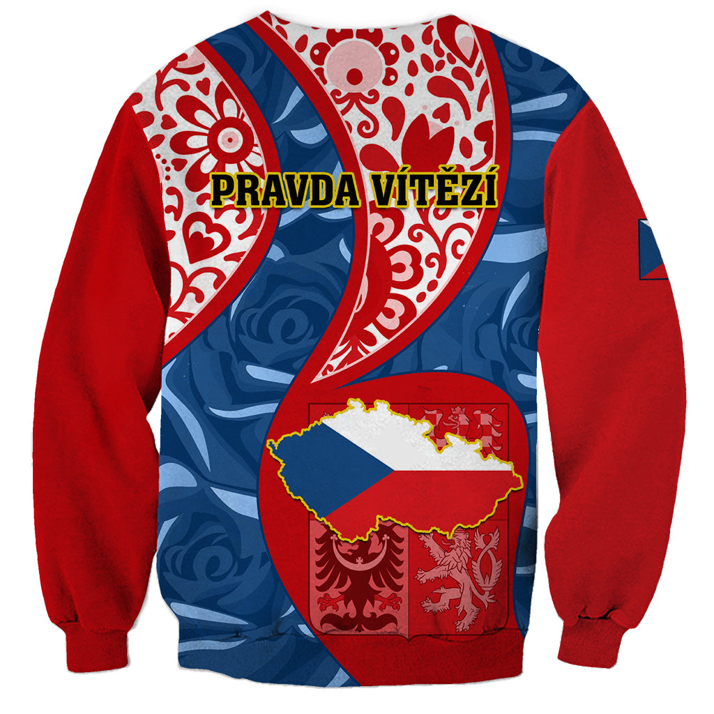 Czech Republic Independence Day Sweatshirt Czechia Coat Of Arms Embroidery Motif - Wonder Print Shop