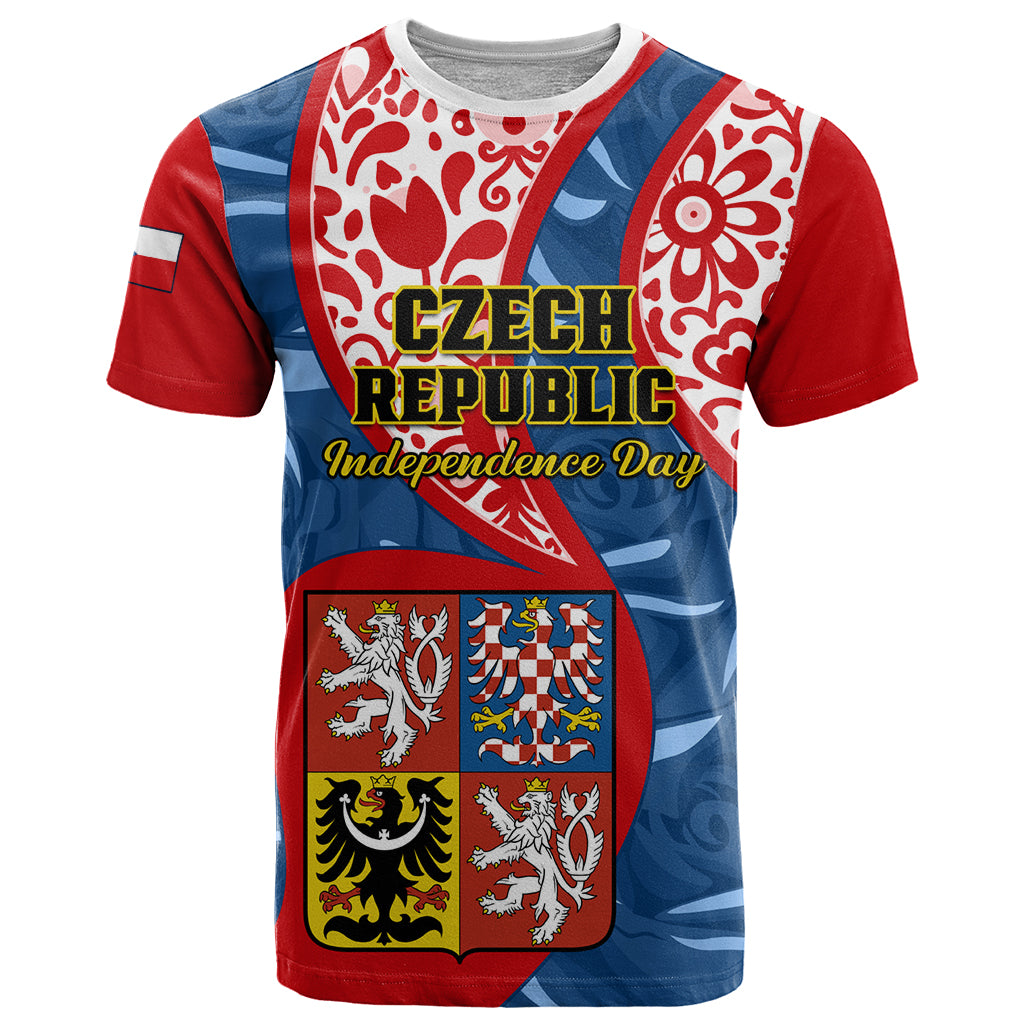 Czech Republic Independence Day T Shirt Czechia Coat Of Arms Embroidery Motif - Wonder Print Shop