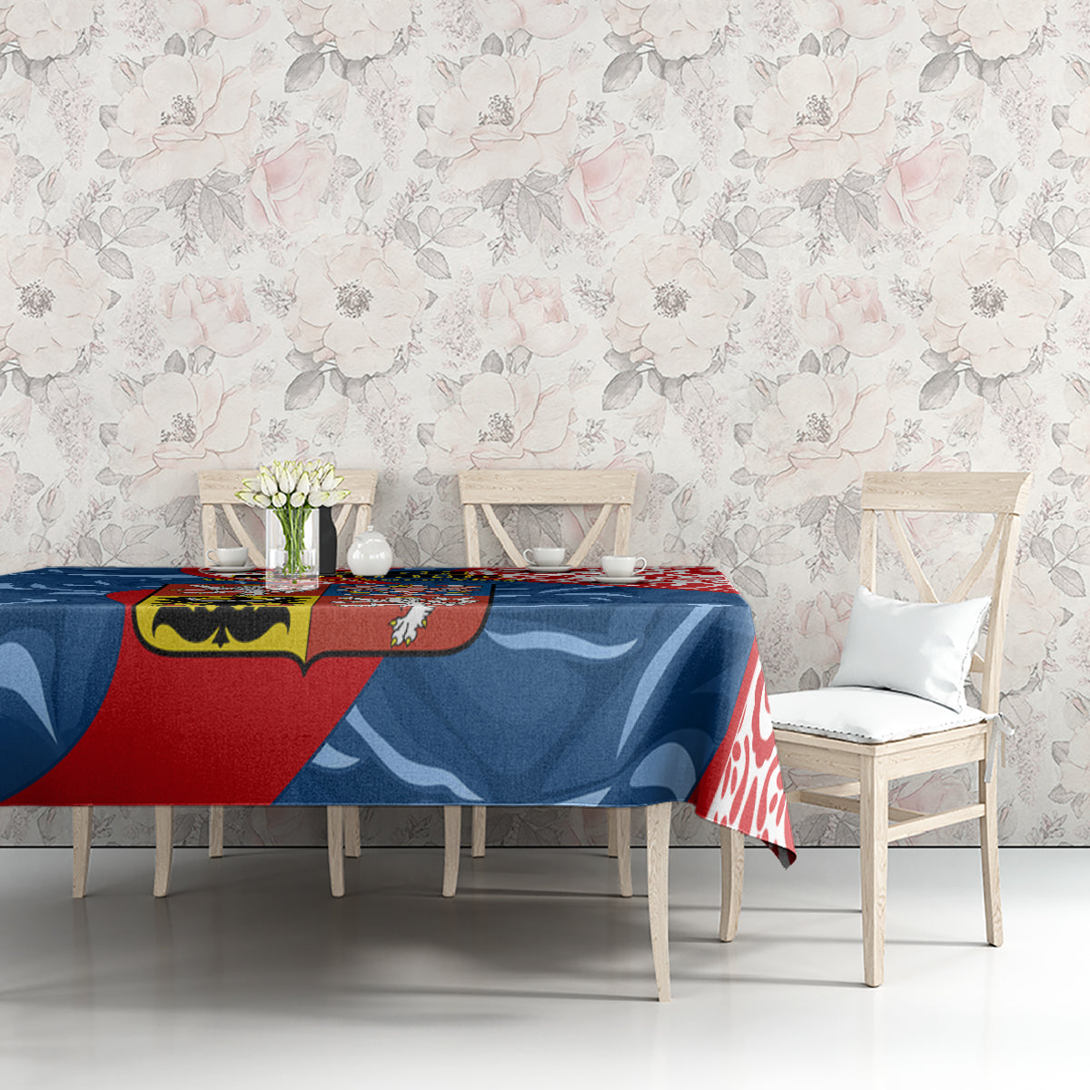 Czech Republic Independence Day Tablecloth Czechia Coat Of Arms Embroidery Motif - Wonder Print Shop