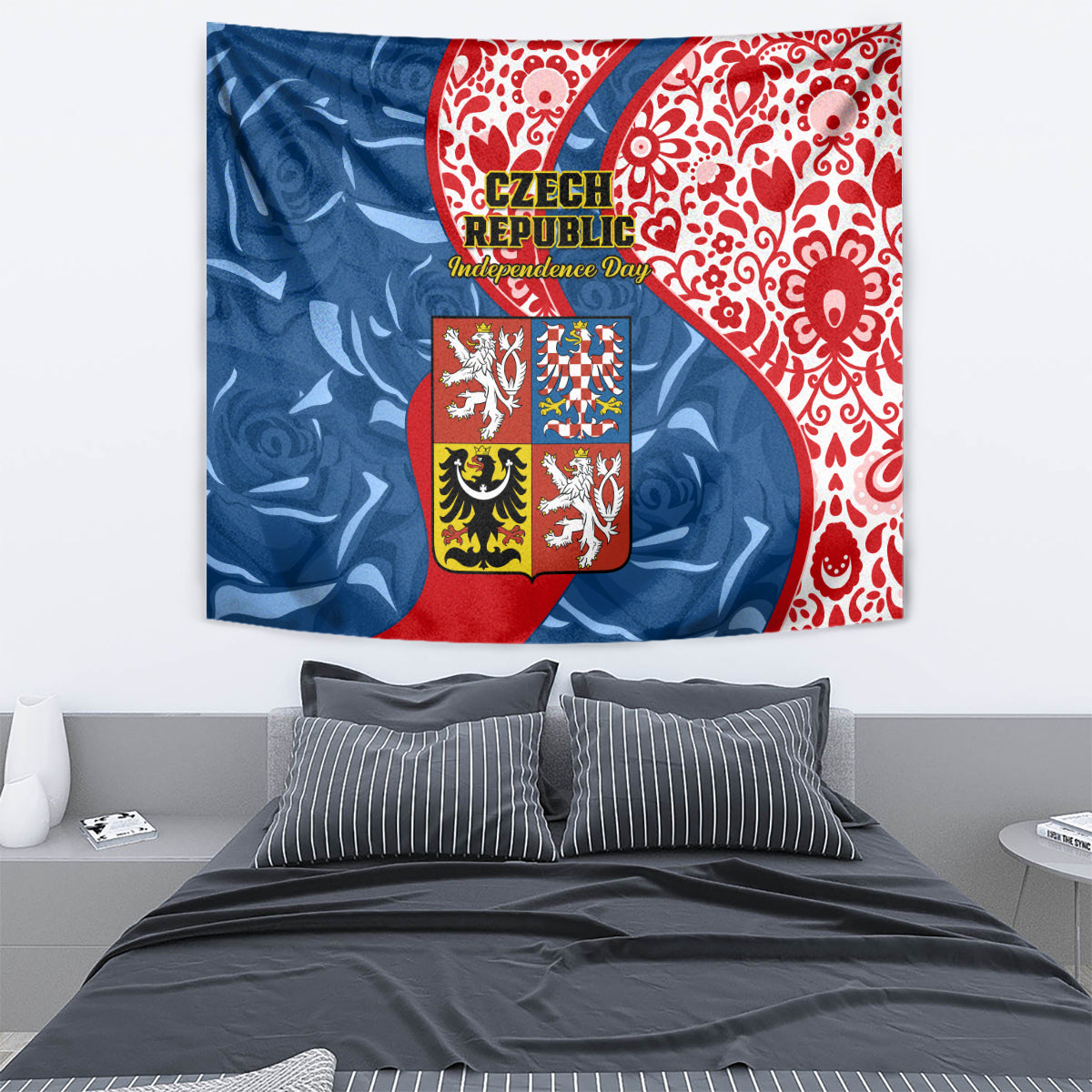 Czech Republic Independence Day Tapestry Czechia Coat Of Arms Embroidery Motif - Wonder Print Shop