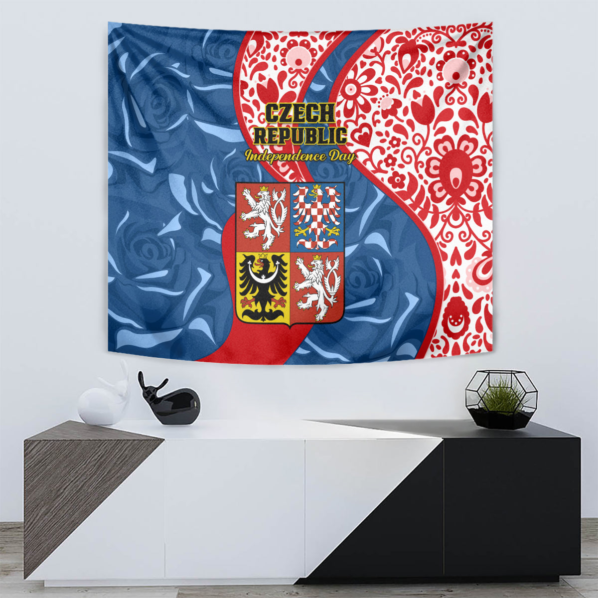Czech Republic Independence Day Tapestry Czechia Coat Of Arms Embroidery Motif - Wonder Print Shop