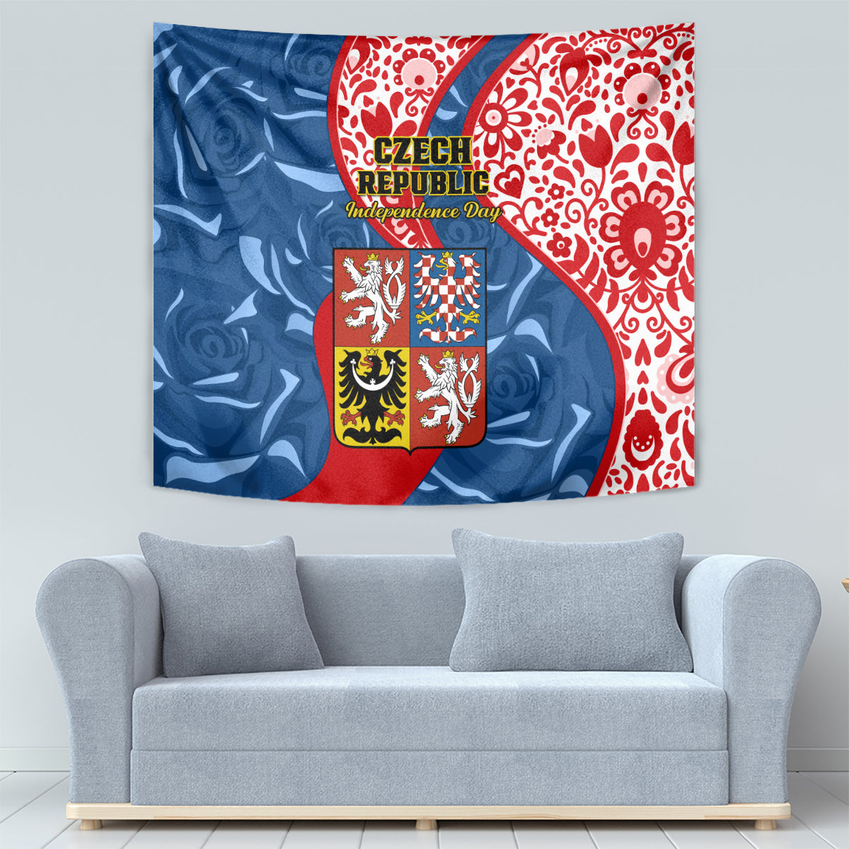 Czech Republic Independence Day Tapestry Czechia Coat Of Arms Embroidery Motif - Wonder Print Shop