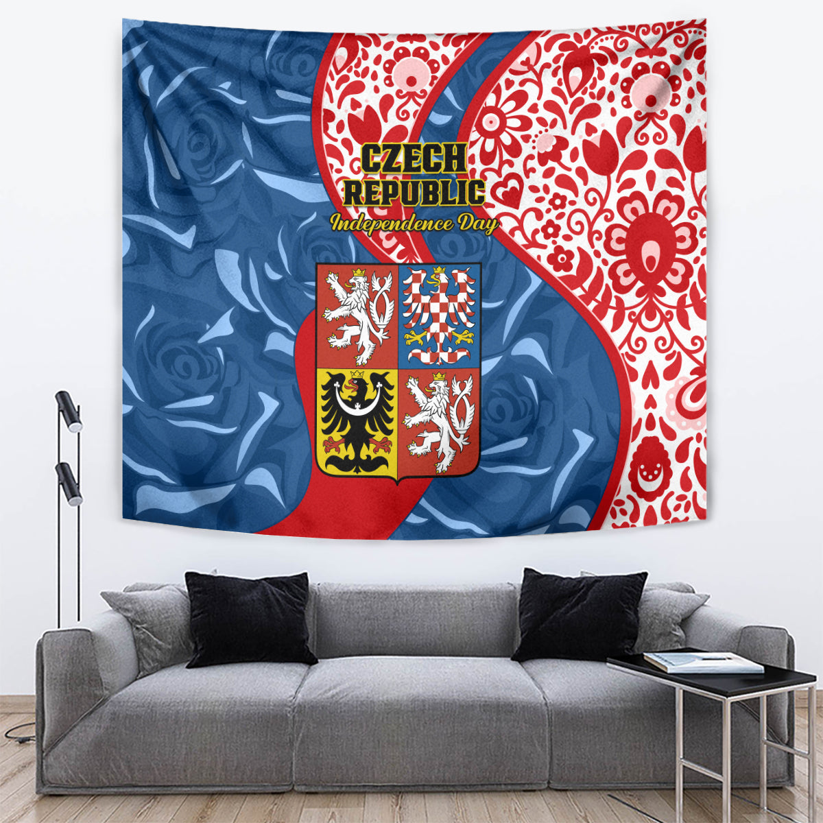 Czech Republic Independence Day Tapestry Czechia Coat Of Arms Embroidery Motif - Wonder Print Shop
