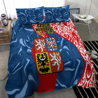 Personalised Czech Republic Independence Day Bedding Set Czechia Coat Of Arms Embroidery Motif - Wonder Print Shop