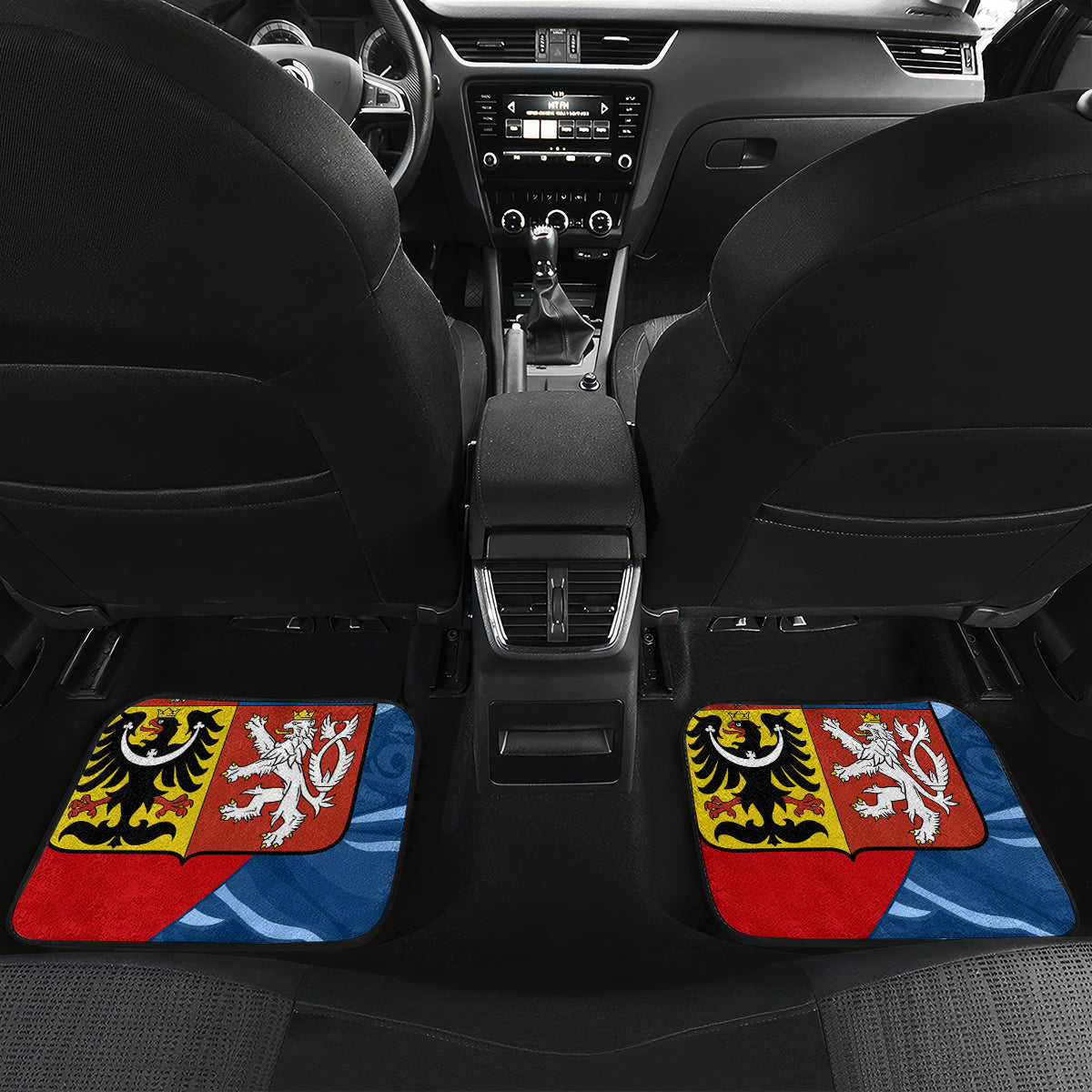 Personalised Czech Republic Independence Day Car Mats Czechia Coat Of Arms Embroidery Motif - Wonder Print Shop