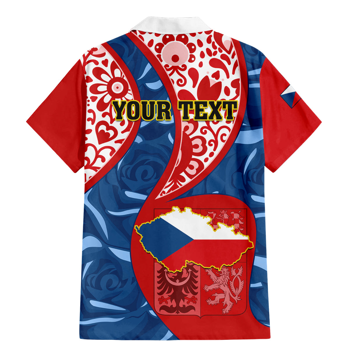 Personalised Czech Republic Independence Day Family Matching Mermaid Dress and Hawaiian Shirt Czechia Coat Of Arms Embroidery Motif - Wonder Print Shop