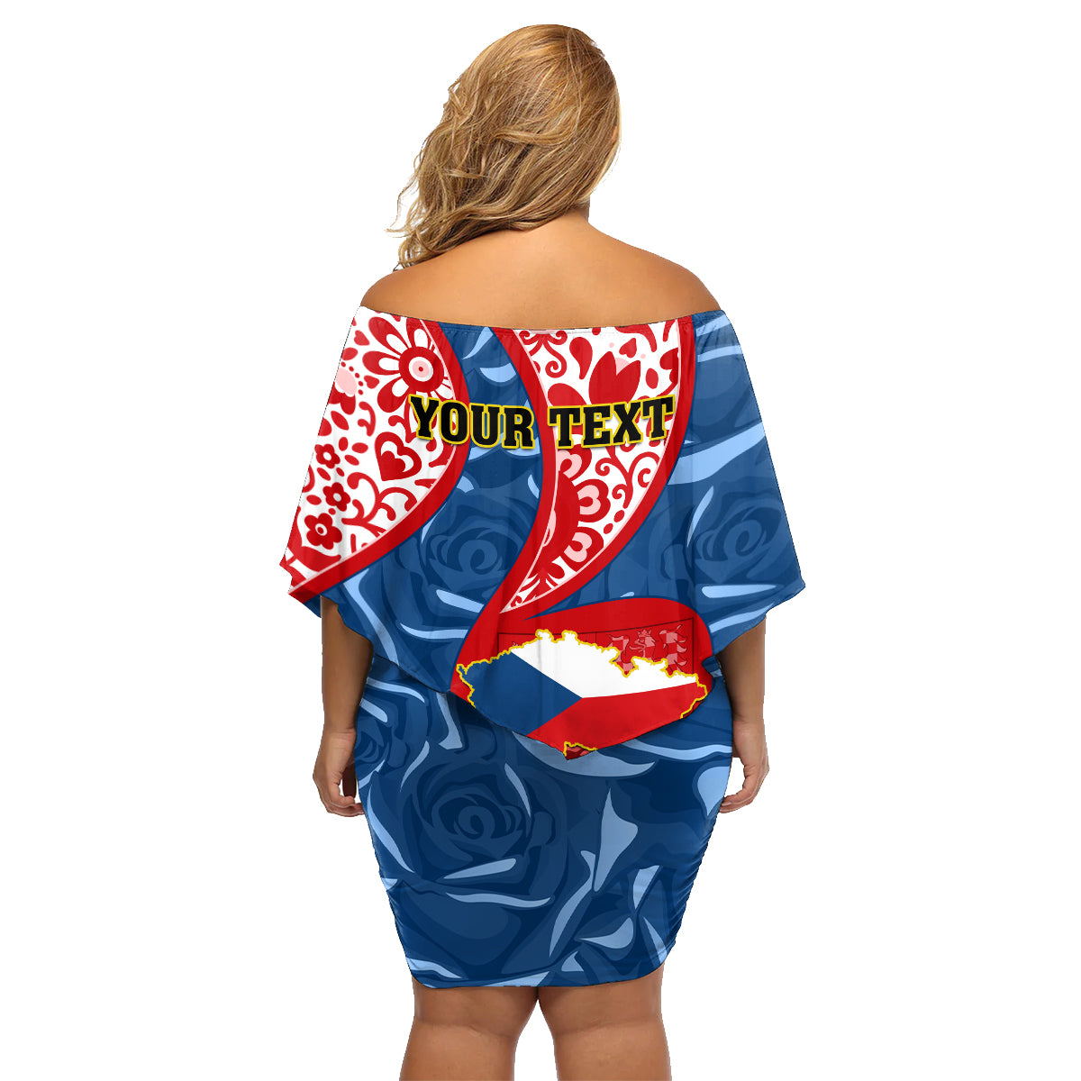 Personalised Czech Republic Independence Day Family Matching Off Shoulder Short Dress and Hawaiian Shirt Czechia Coat Of Arms Embroidery Motif - Wonder Print Shop