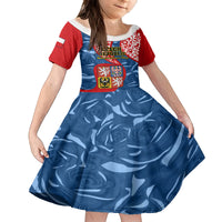 Personalised Czech Republic Independence Day Family Matching Tank Maxi Dress and Hawaiian Shirt Czechia Coat Of Arms Embroidery Motif - Wonder Print Shop
