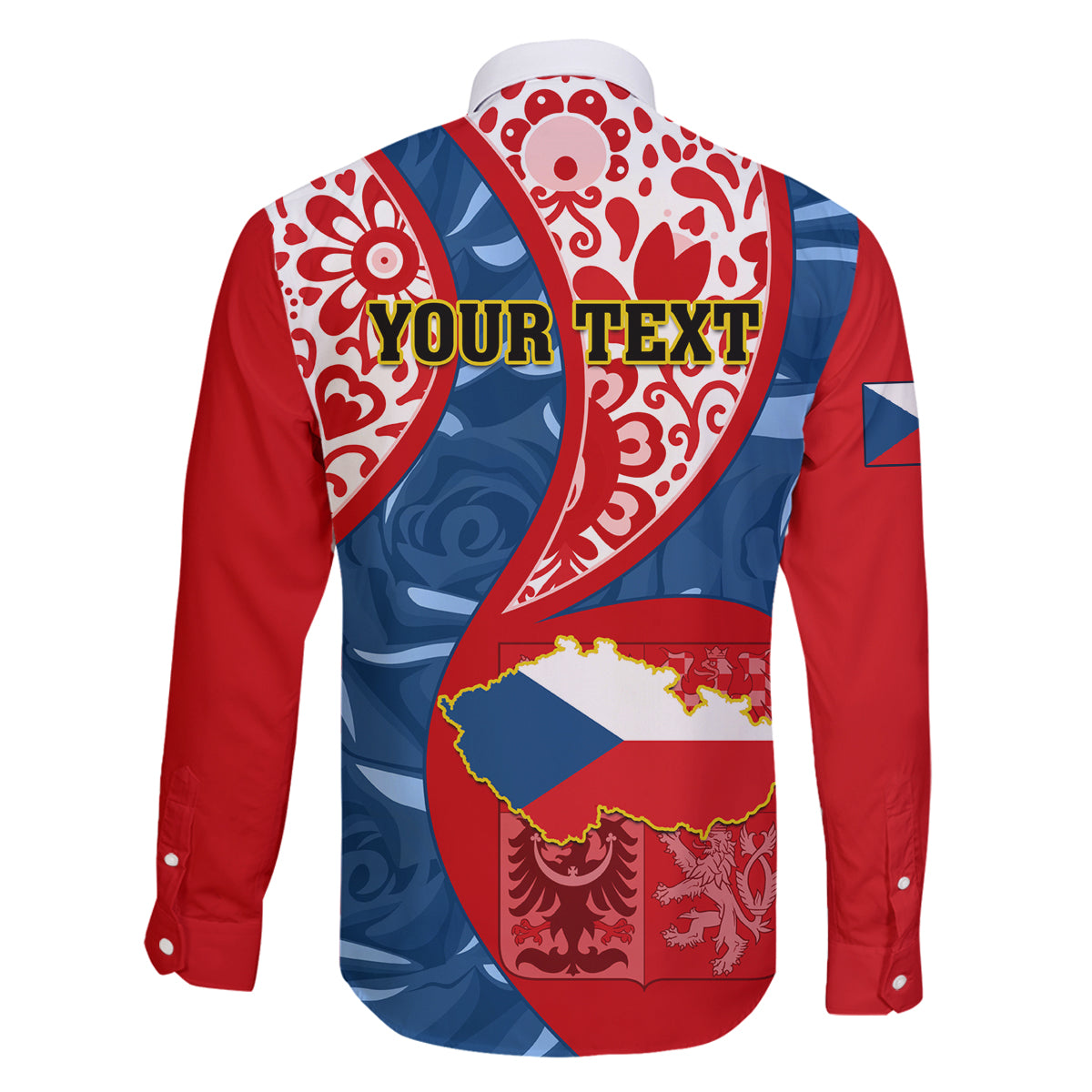 Personalised Czech Republic Independence Day Family Matching Tank Maxi Dress and Hawaiian Shirt Czechia Coat Of Arms Embroidery Motif - Wonder Print Shop