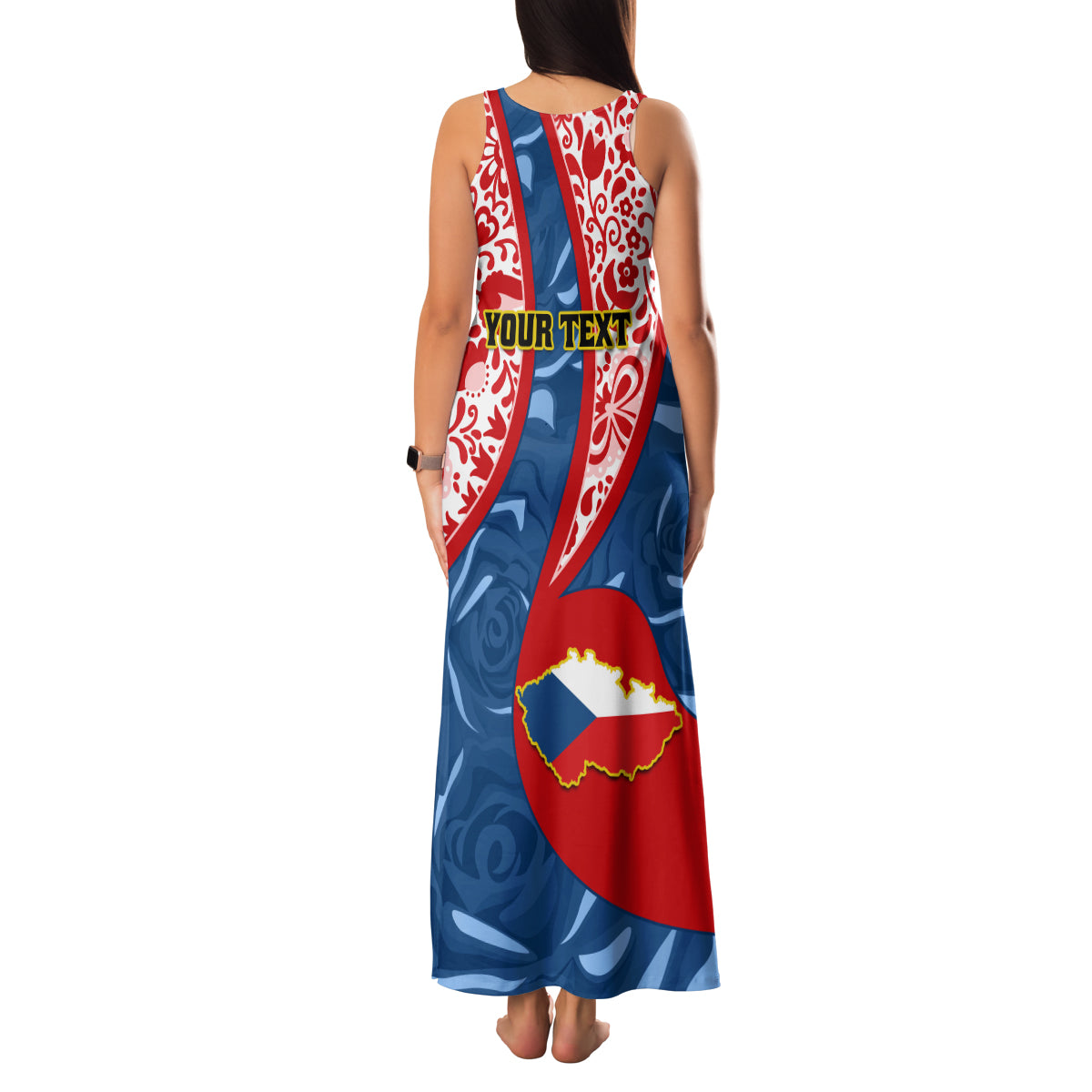 Personalised Czech Republic Independence Day Family Matching Tank Maxi Dress and Hawaiian Shirt Czechia Coat Of Arms Embroidery Motif - Wonder Print Shop