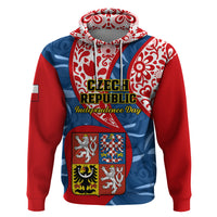 Personalised Czech Republic Independence Day Hoodie Czechia Coat Of Arms Embroidery Motif - Wonder Print Shop