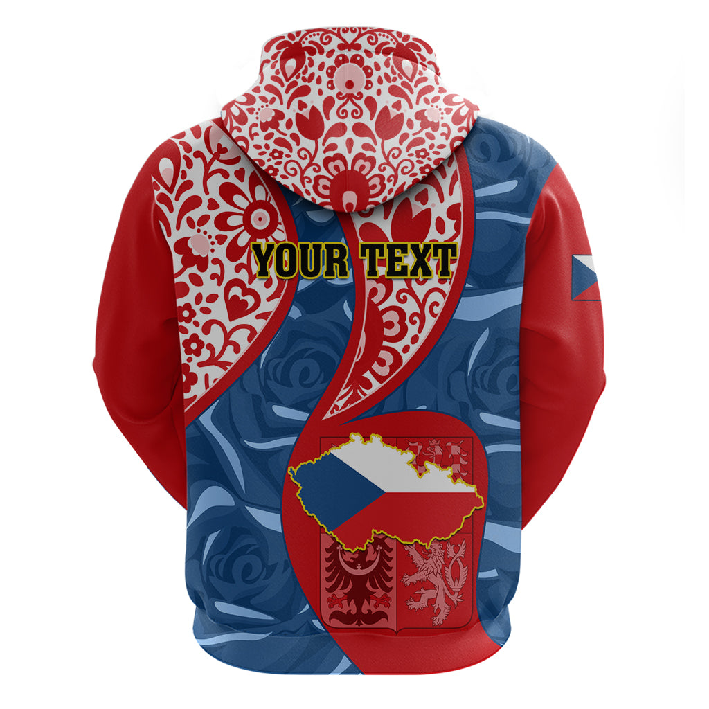 Personalised Czech Republic Independence Day Hoodie Czechia Coat Of Arms Embroidery Motif - Wonder Print Shop