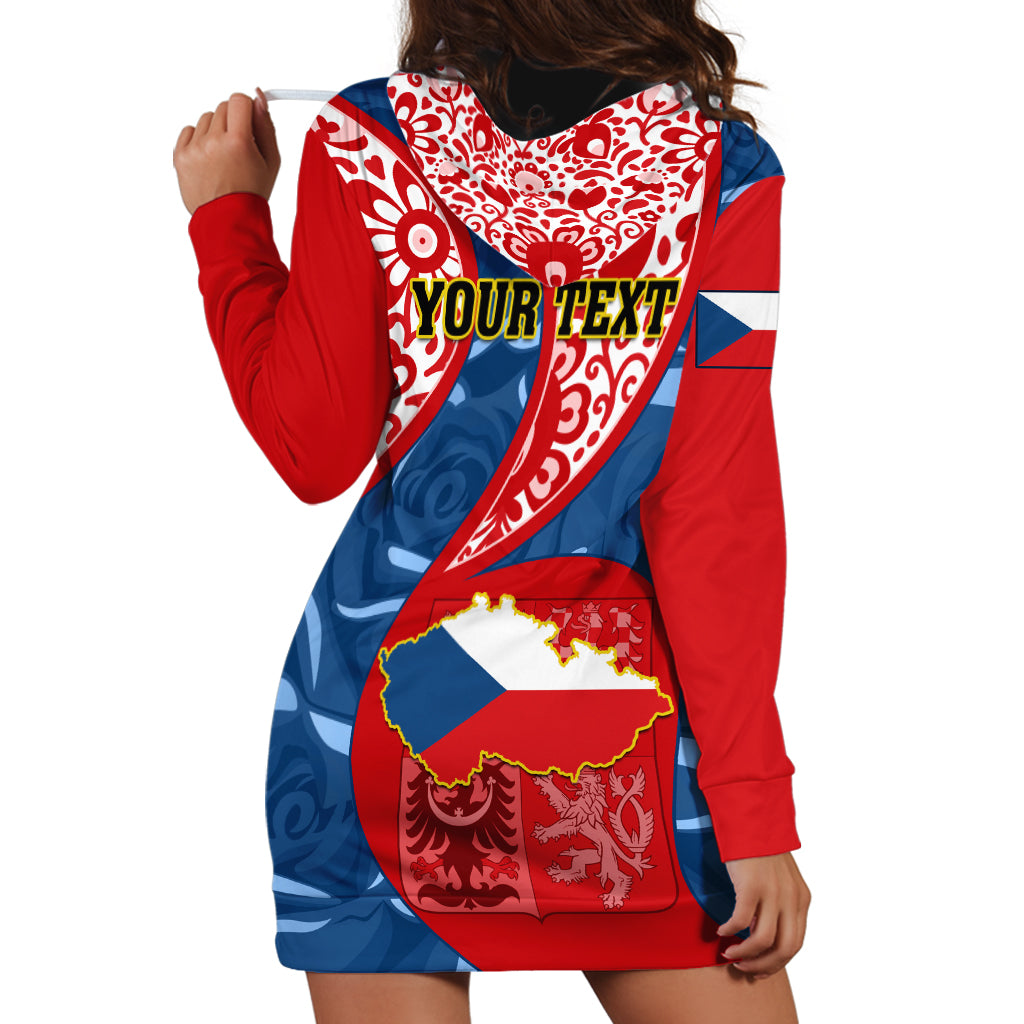 Personalised Czech Republic Independence Day Hoodie Dress Czechia Coat Of Arms Embroidery Motif - Wonder Print Shop