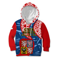 Personalised Czech Republic Independence Day Kid Hoodie Czechia Coat Of Arms Embroidery Motif - Wonder Print Shop