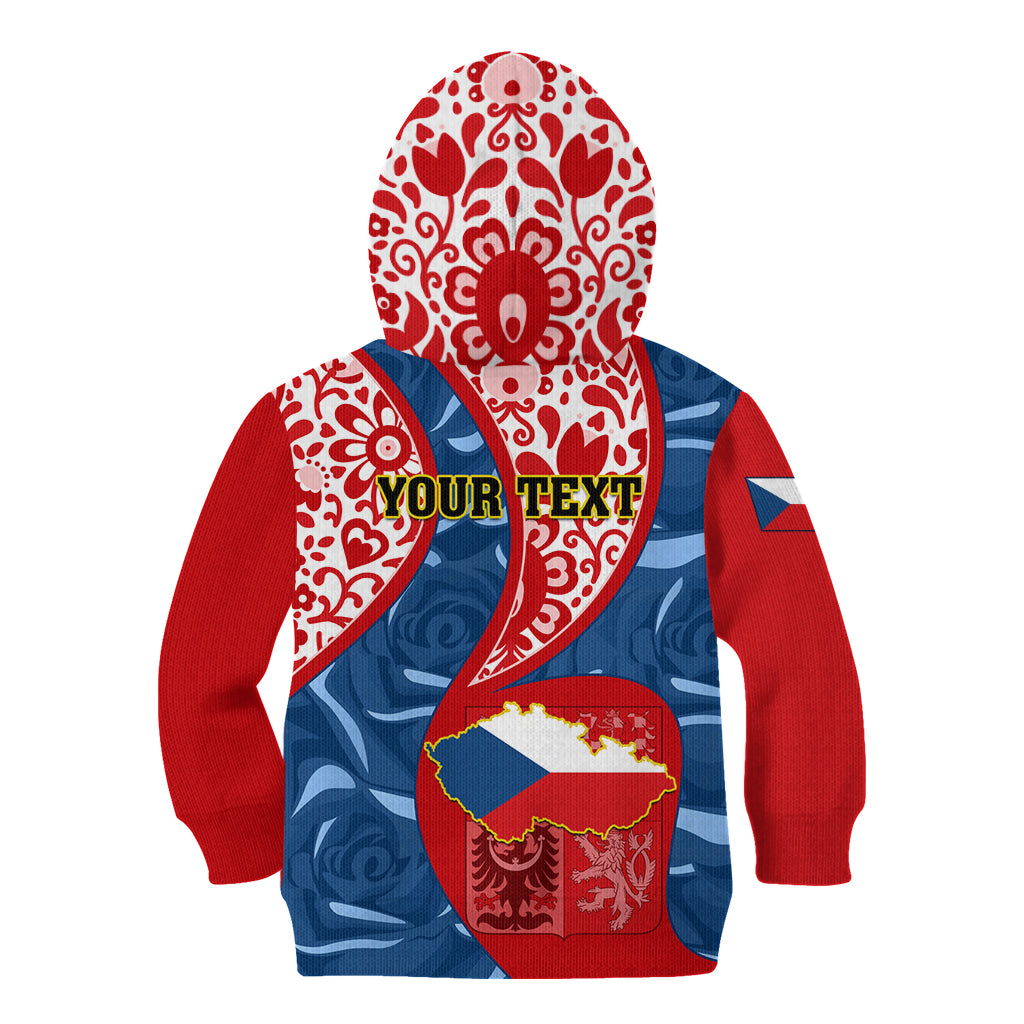 Personalised Czech Republic Independence Day Kid Hoodie Czechia Coat Of Arms Embroidery Motif - Wonder Print Shop