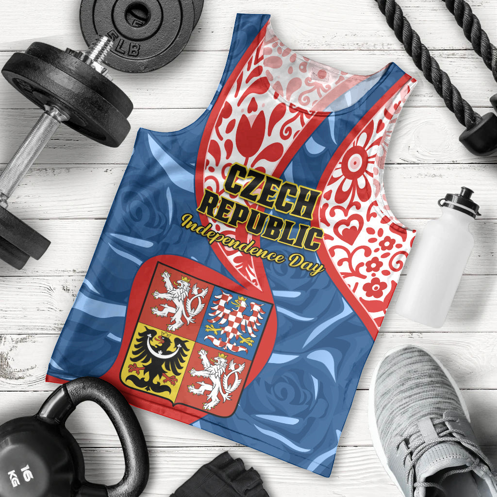 Personalised Czech Republic Independence Day Men Tank Top Czechia Coat Of Arms Embroidery Motif - Wonder Print Shop