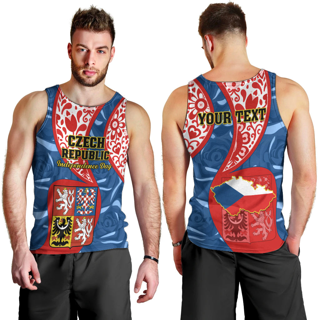 Personalised Czech Republic Independence Day Men Tank Top Czechia Coat Of Arms Embroidery Motif - Wonder Print Shop