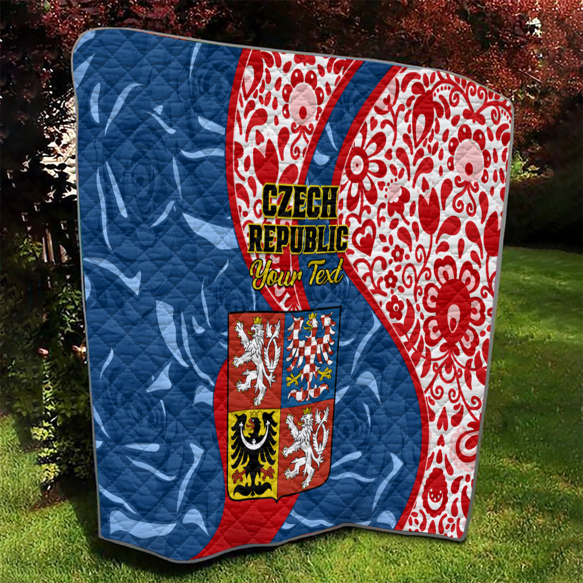 Personalised Czech Republic Independence Day Quilt Czechia Coat Of Arms Embroidery Motif - Wonder Print Shop