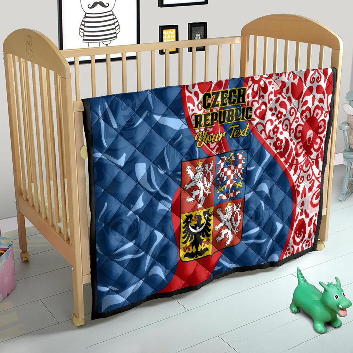 Personalised Czech Republic Independence Day Quilt Czechia Coat Of Arms Embroidery Motif - Wonder Print Shop