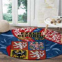 personalised-czech-republic-independence-day-round-carpet-czechia-coat-of-arms-embroidery-motif