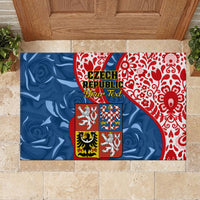 Personalised Czech Republic Independence Day Rubber Doormat Czechia Coat Of Arms Embroidery Motif - Wonder Print Shop