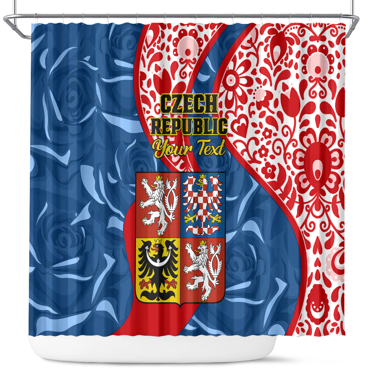 personalised-czech-republic-independence-day-shower-curtain-czechia-coat-of-arms-embroidery-motif