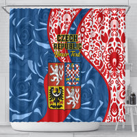 personalised-czech-republic-independence-day-shower-curtain-czechia-coat-of-arms-embroidery-motif