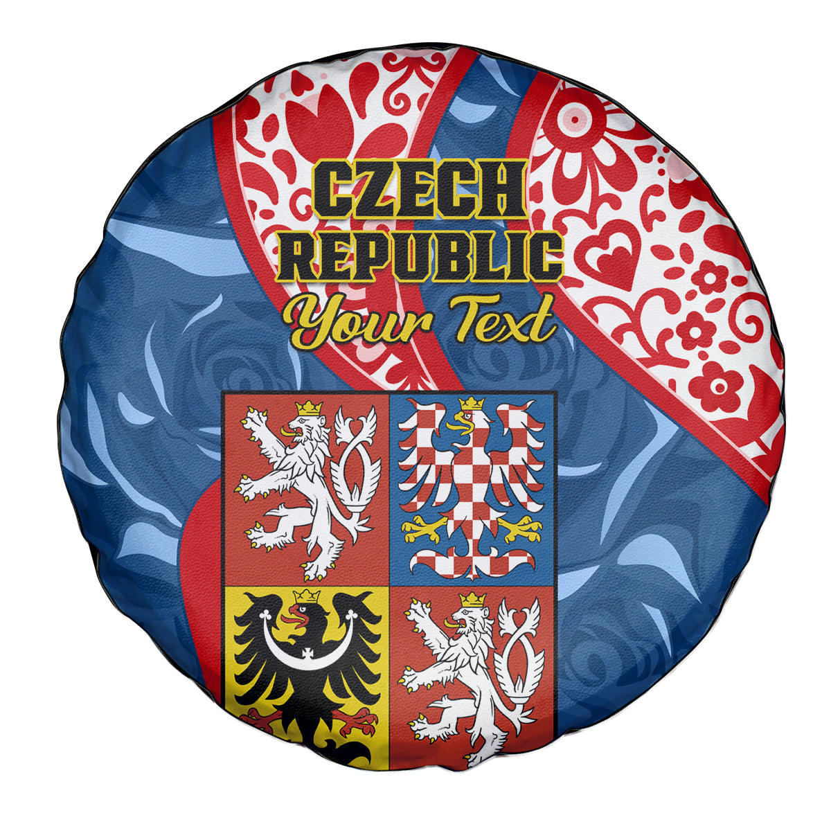 Personalised Czech Republic Independence Day Spare Tire Cover Czechia Coat Of Arms Embroidery Motif - Wonder Print Shop