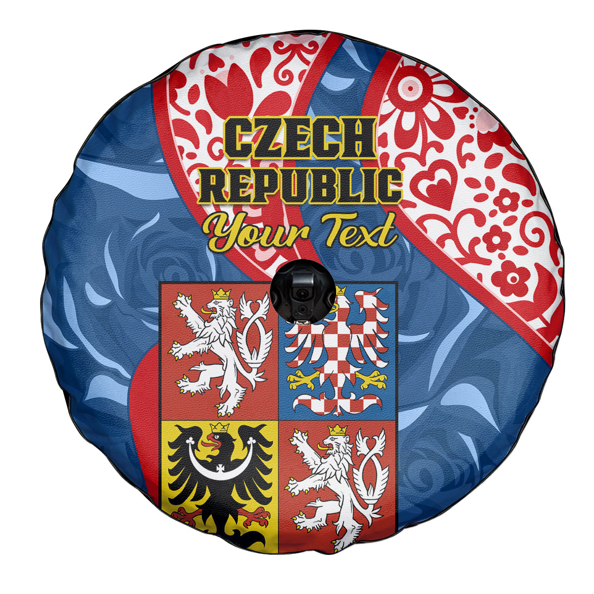 Personalised Czech Republic Independence Day Spare Tire Cover Czechia Coat Of Arms Embroidery Motif - Wonder Print Shop