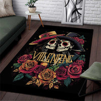 Sugar Skull Couple Valentine Area Rug Roses Romantic Love