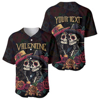 Personalised Sugar Skull Couple Valentine Baseball Jersey Roses Romantic Love