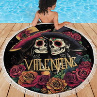 Sugar Skull Couple Valentine Beach Blanket Roses Romantic Love