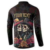 Personalised Sugar Skull Couple Valentine Button Sweatshirt Roses Romantic Love