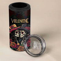 Personalised Sugar Skull Couple Valentine 4 in 1 Can Cooler Tumbler Roses Romantic Love