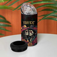 Personalised Sugar Skull Couple Valentine 4 in 1 Can Cooler Tumbler Roses Romantic Love