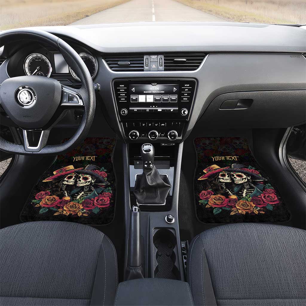 Sugar Skull Couple Valentine Car Mats Roses Romantic Love