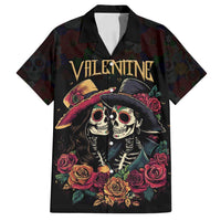 Personalised Sugar Skull Couple Valentine Family Matching Puletasi and Hawaiian Shirt Roses Romantic Love