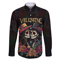 Personalised Sugar Skull Couple Valentine Family Matching Puletasi and Hawaiian Shirt Roses Romantic Love