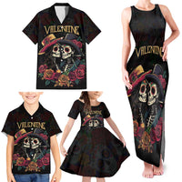 Personalised Sugar Skull Couple Valentine Family Matching Tank Maxi Dress and Hawaiian Shirt Roses Romantic Love