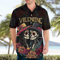 Personalised Sugar Skull Couple Valentine Hawaiian Shirt Roses Romantic Love