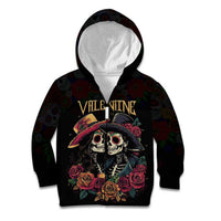 Personalised Sugar Skull Couple Valentine Kid Hoodie Roses Romantic Love